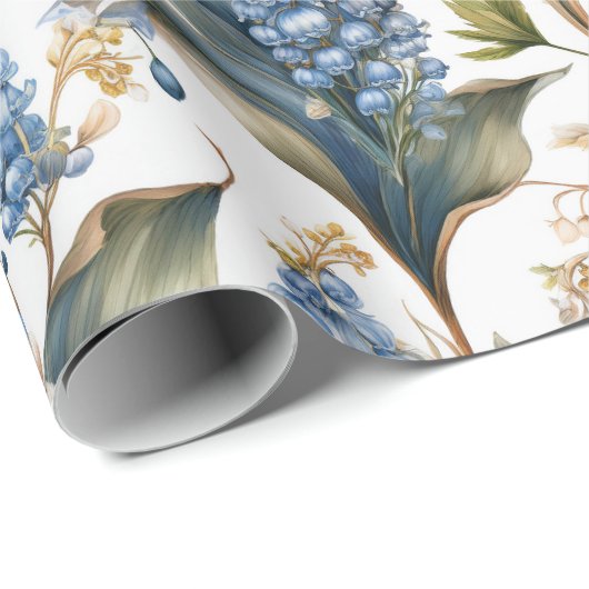 Lily of the Valley and Hawthorn Blumenmuster Geschenkpapier (Rolleneckpunkt)