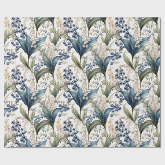 Lily of the Valley and Hawthorn Blumenmuster Geschenkpapier (Flach)