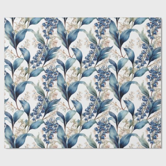 Lily of the Valley and Hawthorn Blumenmuster Geschenkpapier (Flach)