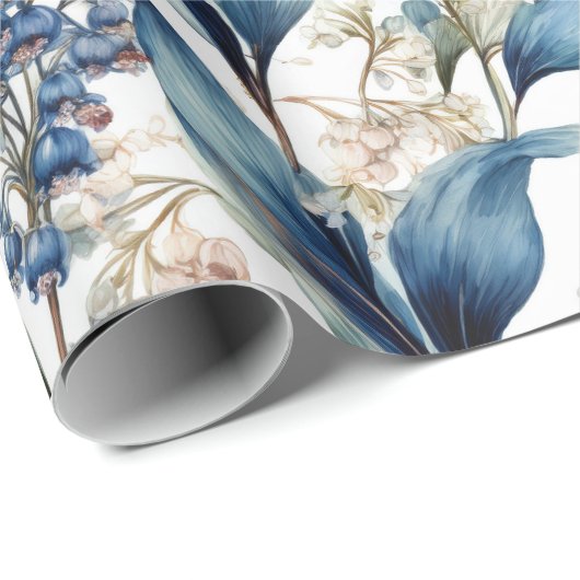 Lily of the Valley and Hawthorn Blumenmuster Geschenkpapier (Rolleneckpunkt)