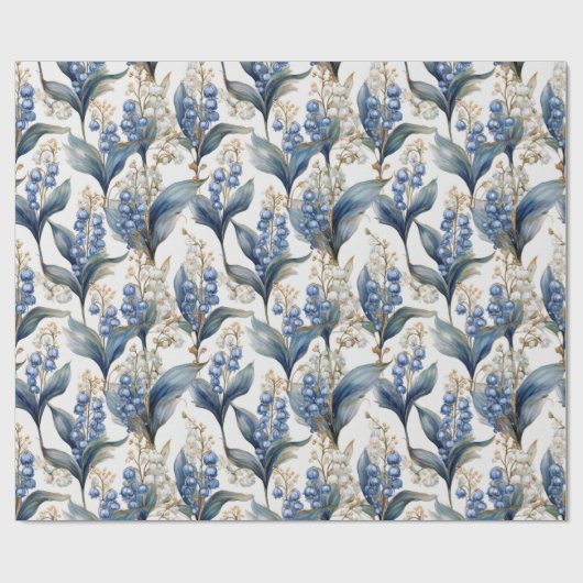 Lily of the Valley and Hawthorn Blumenmuster Geschenkpapier (Flach)