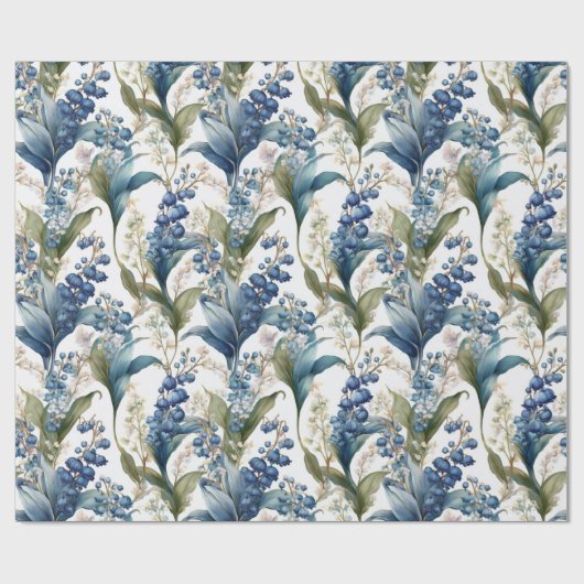 Lily of the Valley and Hawthorn Blumenmuster Geschenkpapier (Flach)