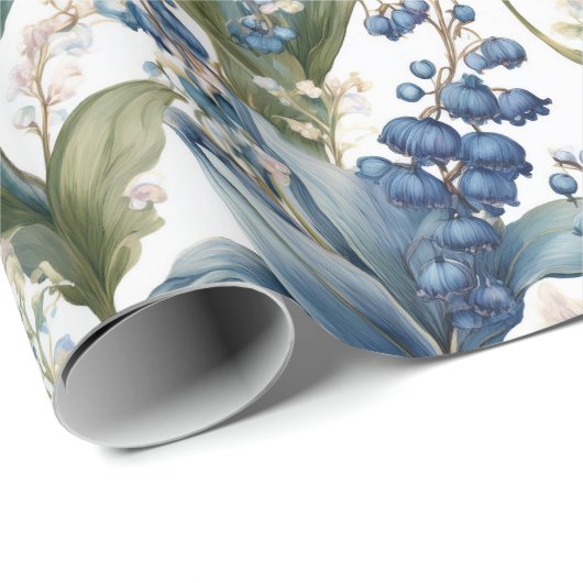 Lily of the Valley and Hawthorn Blumenmuster Geschenkpapier (Rolleneckpunkt)