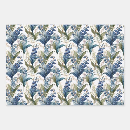 Lily of the Valley and Hawthorn Blumenmuster Geschenkpapier Set (Vorderseite)