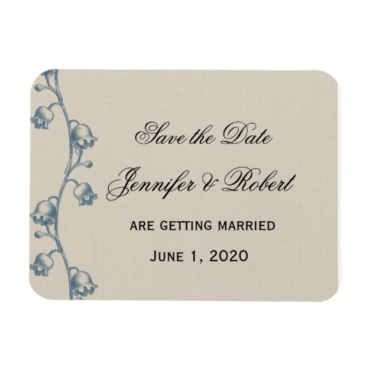 Lily of the Valley auf Ecru Linen Save the Date Magnet (Horizontal)