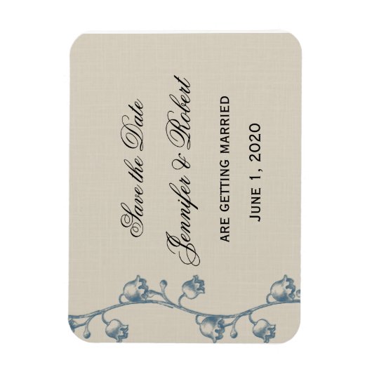 Lily of the Valley auf Ecru Linen Save the Date Magnet (Vertikal)