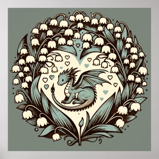 Lily of the Valley Baby Dragon Niedlich Dragons Poster (Vorne)