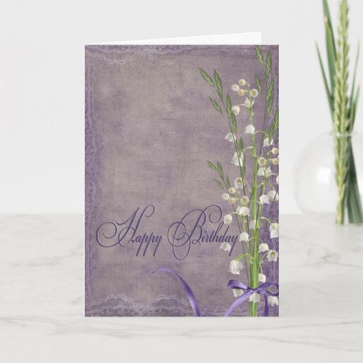 Lily of the Valley Birthday Bouquet Karte (Vorderseite)
