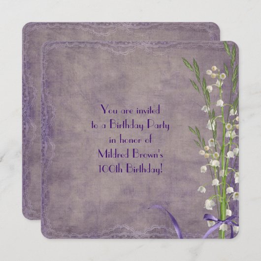 Lily of the Valley Birthday Party Einladung (Vorne/Hinten)