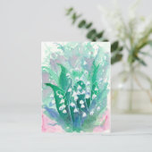 Lily of the Valley Blue Watercolor Blumen Malerei Postkarte (Stehend Vorderseite)