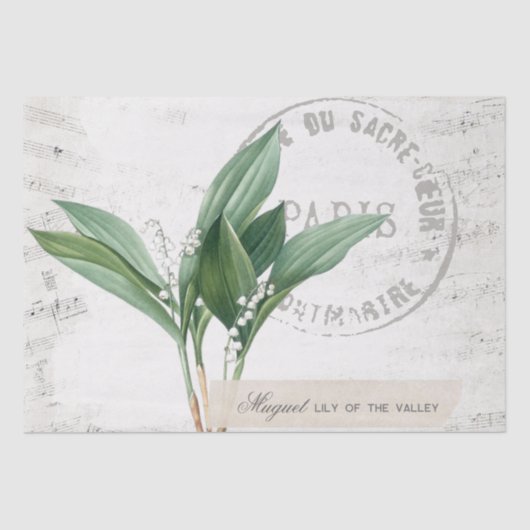Lily of the Valley Blume Französisch Musik Decoupa Seidenpapier (Vorderseite)