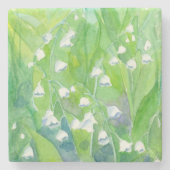 Lily of the Valley Blume Malerei Steinuntersetzer (Vorderseite)
