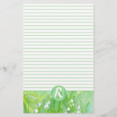 Lily of the Valley Blume Monogram Lined Briefpapier (Vorderseite)