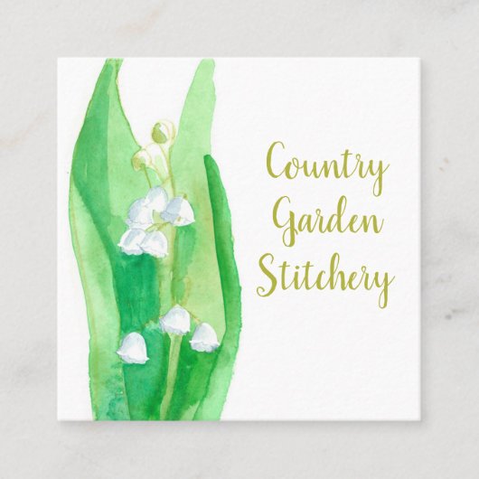 Lily of the Valley Botanical Watercolor Blume Quadratische Visitenkarte (Vorderseite)