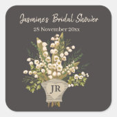 Lily of the Valley Bouquet Brautparty Quadratischer Aufkleber (Vorderseite)