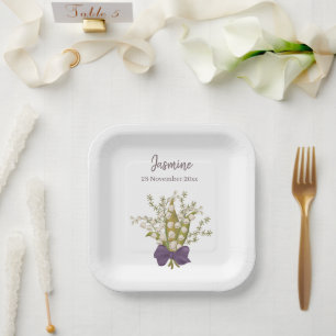Lily of the Valley Bouquet mit Lila Bow Pappteller