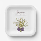 Lily of the Valley Bouquet mit Lila Bow Pappteller (Vorderseite)
