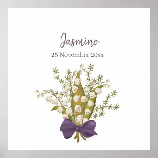 Lily of the Valley Bouquet mit Lila Bow Poster (Vorne)