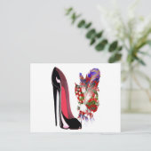 Lily of the Valley Bouquet und Black Stiletto Shoe Postkarte (Stehend Vorderseite)