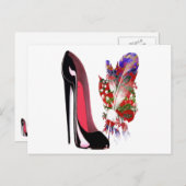 Lily of the Valley Bouquet und Black Stiletto Shoe Postkarte (Vorne/Hinten)