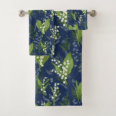Lily of the Valley Dark Blue Background Badhandtuch Set (Insitu)