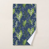 Lily of the Valley Dark Blue Background Badhandtuch Set (Handtuch)