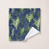 Lily of the Valley Dark Blue Background Badhandtuch Set (Waschlappen)