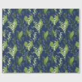 Lily of the Valley Dark Blue Background Geschenkpapier (Flach)