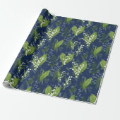 Lily of the Valley Dark Blue Background Geschenkpapier (Ungerollt)