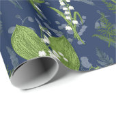 Lily of the Valley Dark Blue Background Geschenkpapier (Rolleneckpunkt)