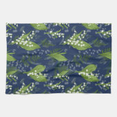 Lily of the Valley Dark Blue Background Geschirrtuch (Horizontal)