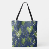 Lily of the Valley Dark Blue Background Tasche (Rückseite)