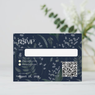 Lily of the Valley Dark Blue Response Card RSVP Karte