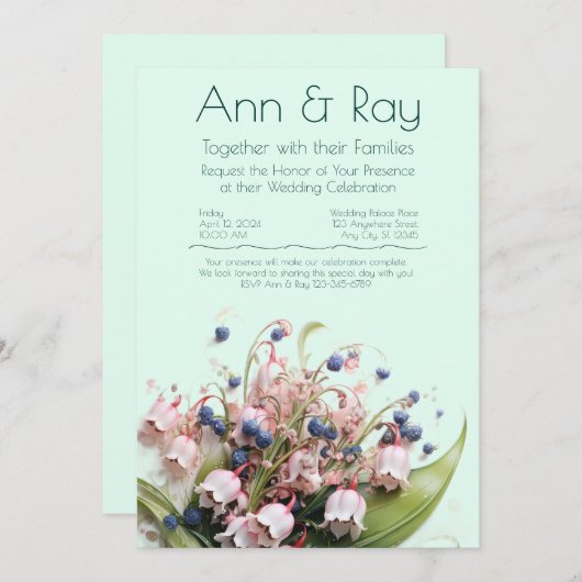 Lily of the Valley Elegance Einladung (Vorne/Hinten)