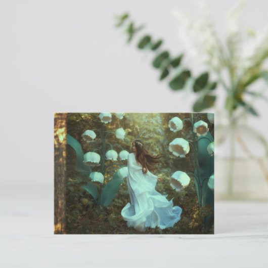 Lily of the Valley Fairy Fantasy Forest Postkarte (Stehend Vorderseite)