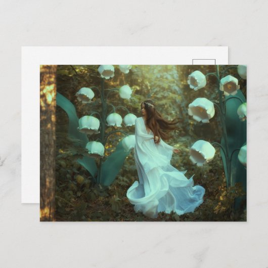 Lily of the Valley Fairy Fantasy Forest Postkarte (Vorne/Hinten)