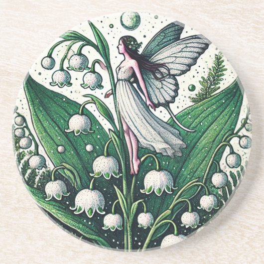 Lily of the Valley Fairy Illustration Spring Getränkeuntersetzer (Vorne)