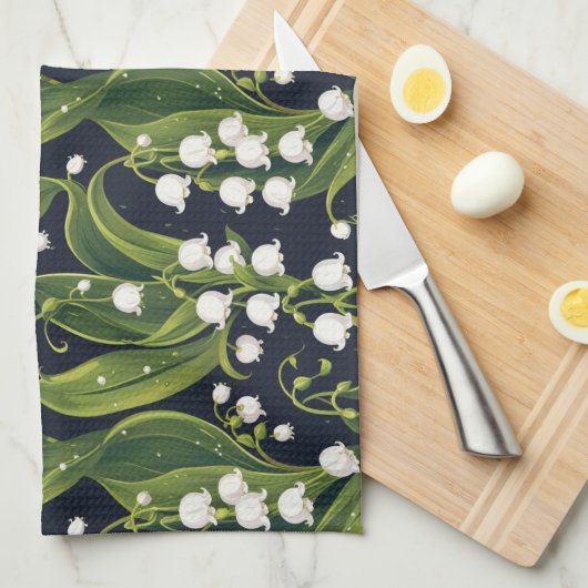 Lily of the Valley Floral Botanical Kitchen Handtu Geschirrtuch (Viertel Falte)