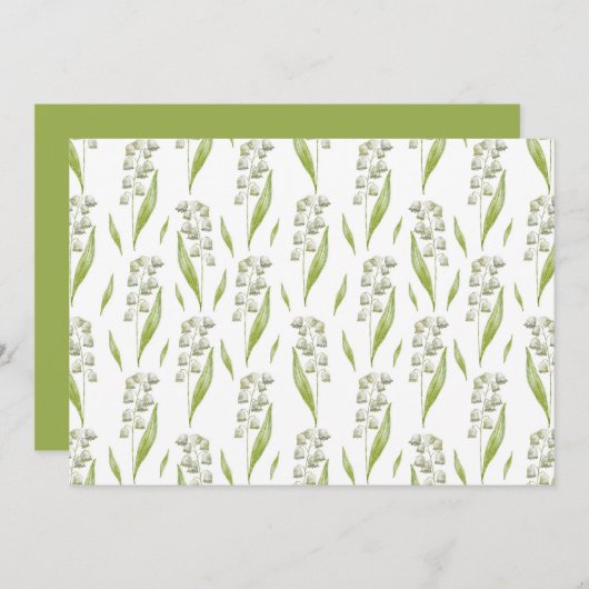 Lily of the Valley Floral Botanical Note Card Mitteilungskarte (Vorne/Hinten)