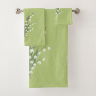 Lily of the Valley Floral Bouquet Custom Colors Badhandtuch Set