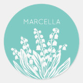 Lily of the Valley Floral Bouquet Individuelle Nam Runder Aufkleber (Vorderseite)