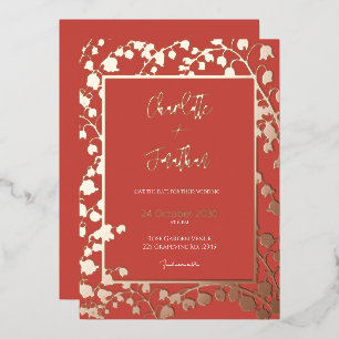 Lily of the Valley Floral Garden Wedding Gold Folieneinladung