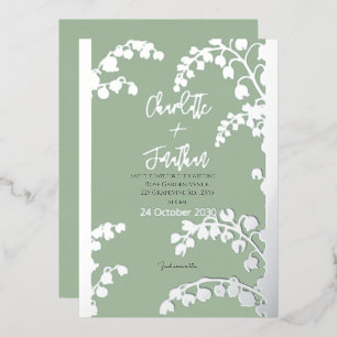 Lily of the Valley Floral Garden Wedding Gold Folieneinladung