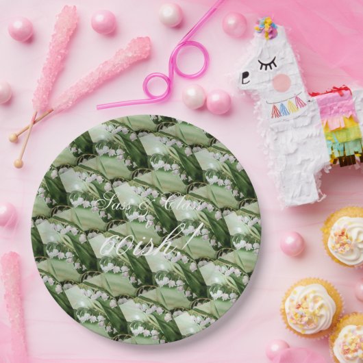 LILY OF THE VALLEY FLORAL MIT MONOGRAMM PAPPTELLER (Party)