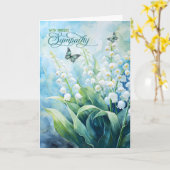 Lily of the Valley Garden Butterflies Beileid Karte (Gelbe Blume)