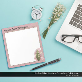 Lily of the Valley Glück Personalisiert rosa Notizblock