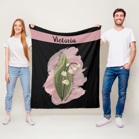 Lily of the Valley Glück Personalisiert Schwarz Fleecedecke (Beispiel)