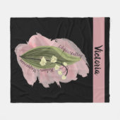 Lily of the Valley Glück Personalisiert Schwarz Fleecedecke (Vorderseite (Horizontal))
