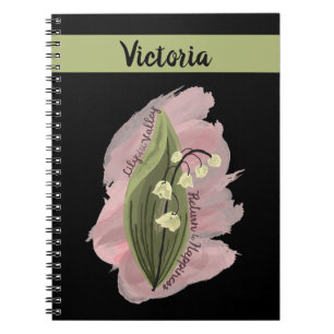 Lily of the Valley Glück Personalisiert Schwarz Notizblock