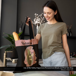 Lily of the Valley Glück Personalisiert Schwarz Tasche